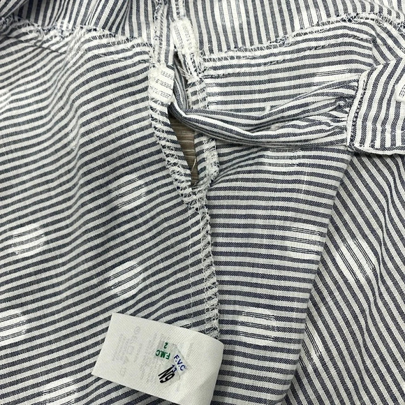 LOFT Blue White Striped Dot Flutter Sleeve Wrap Blouse LP - Picture 11 of 12